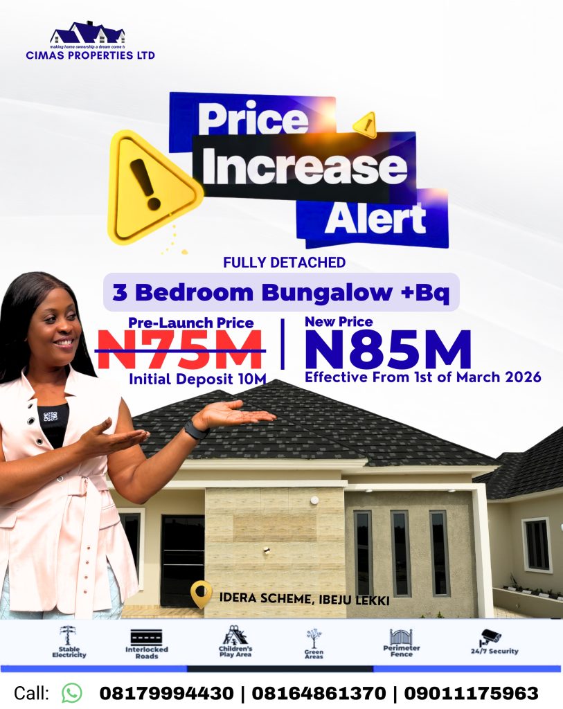 Fully Detached 3-Bedroom Bungalows with BQ in lekki
